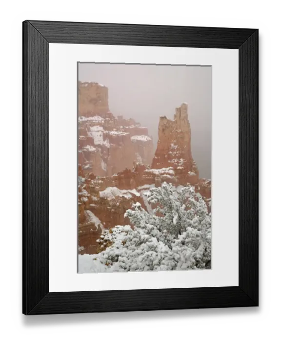 Framed Print : USA, Utah, Bryce Canyon National Park. A view of Paria Valley formations in winter