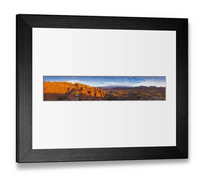 Framed Print : USA, Utah, Arches National Park. Sunset panoramic of Fiery Furnace Overlook with Framed Print : USA, Utah, Arches National Park. Sunset panoramic of Fiery Furnace Overlook with