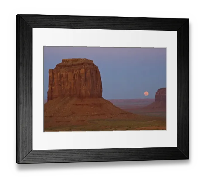 Framed Print : USA, Utah, Monument Valley Tribal Park. Full moon rising over Monument Valley. Credit as Framed Print : USA, Utah, Monument Valley Tribal Park. Full moon rising over Monument Valley. Credit as
