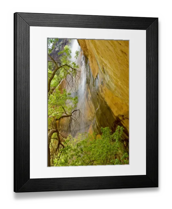 Framed Print : Lower Emerald Pool Waterfall Red rock and Tree, Zion Canyon, Zion National Park, Utah Framed Print : Lower Emerald Pool Waterfall Red rock and Tree, Zion Canyon, Zion National Park, Utah
