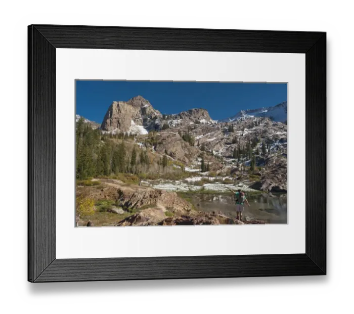 Framed Print : Hiking at Lake Lillian, Sundial Peak in distance, Uintah Wasatch-Cache National Forest