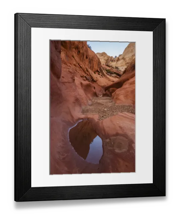 Framed Print : USA, Utah, Capitol Reef. Pool reflection in Lower Muley Twist Canyon. Credit as Framed Print : USA, Utah, Capitol Reef. Pool reflection in Lower Muley Twist Canyon. Credit as