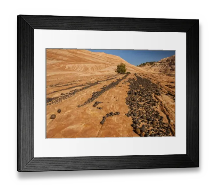 Framed Print : USA, Utah, Grand Staircase Escalante National Monument. Moki marbles on rocky cliff Framed Print : USA, Utah, Grand Staircase Escalante National Monument. Moki marbles on rocky cliff