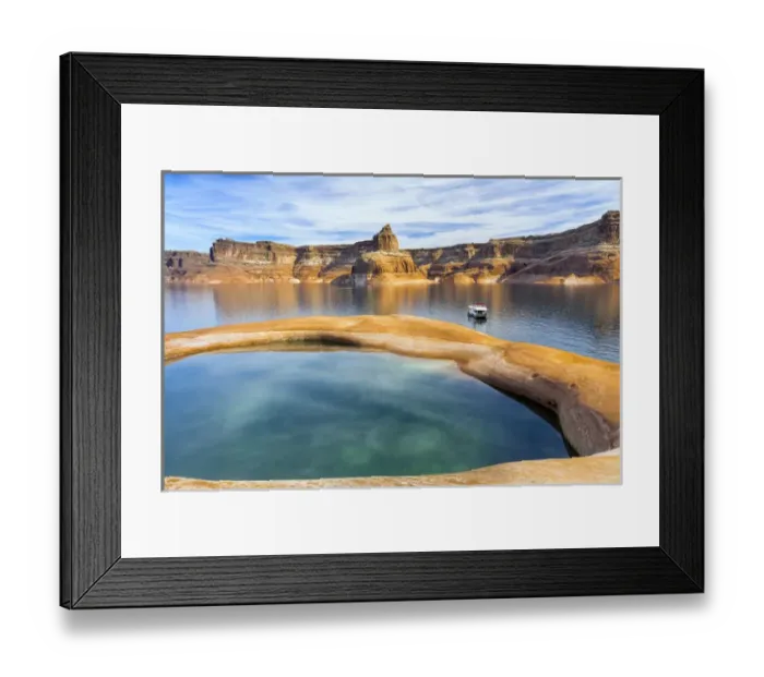Framed Print : USA, Utah, Glen Canyon National Recreation Area. Houseboat on Lake Powell. Credit as Framed Print : USA, Utah, Glen Canyon National Recreation Area. Houseboat on Lake Powell. Credit as