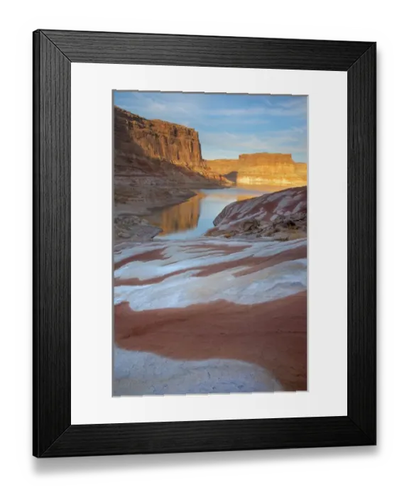 Framed Print : USA, Utah, Glen Canyon National Recreation Area. Bleached patterns in sandstone