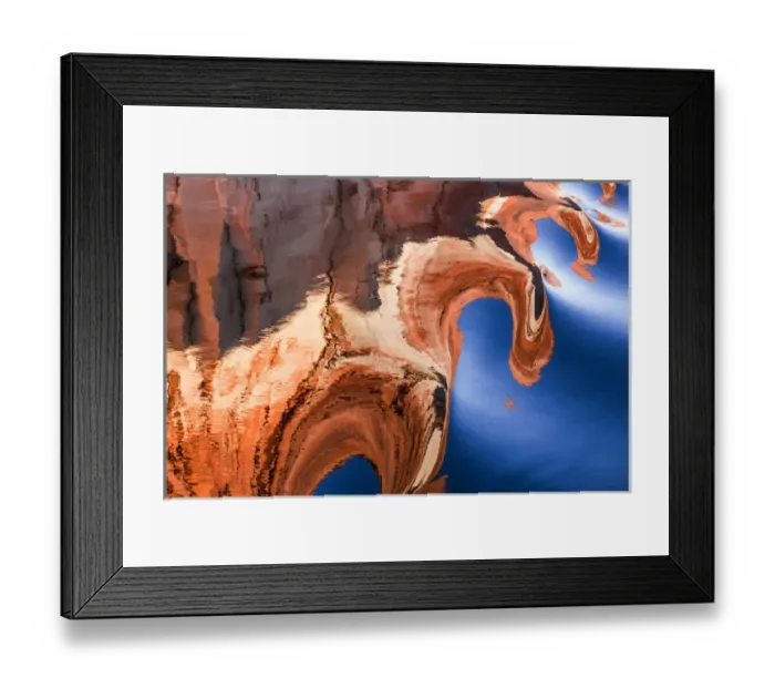 Framed Print : USA, Utah, Glen Canyon National Recreation Area. Abstract of cliff reflection in Lake Powell