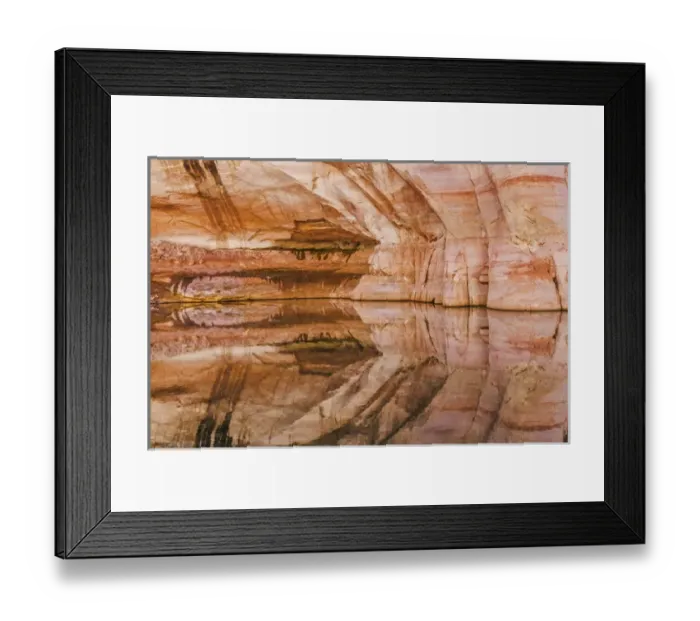 Framed Print : USA, Utah, Glen Canyon National Recreation Area. Abstract reflection of stained sandstone wall