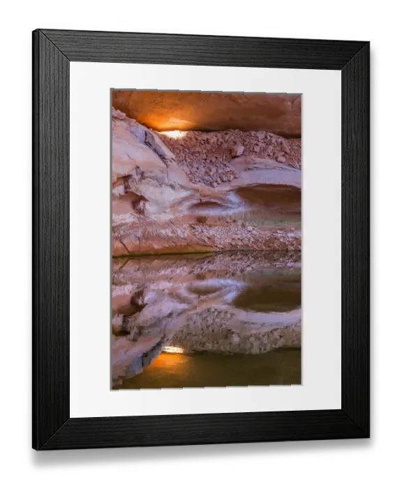 Framed Print : USA, Utah, Glen Canyon National Recreation Area. Abstract reflection of stained sandstone wall
