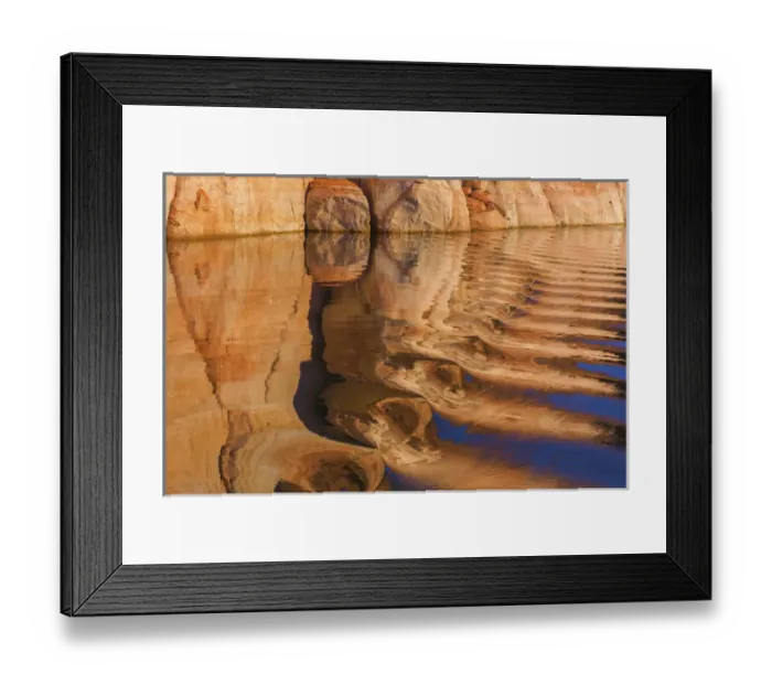 Framed Print : USA, Utah, Glen Canyon National Recreation Area. Boat wake reflects sandstone cliff Framed Print : USA, Utah, Glen Canyon National Recreation Area. Boat wake reflects sandstone cliff