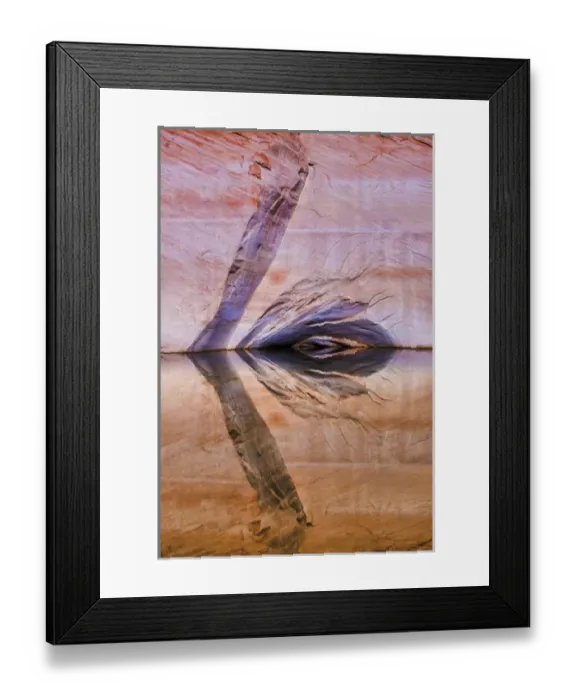 Framed Print : USA, Utah, Glen Canyon National Recreation Area. Abstract reflection of stained sandstone wall