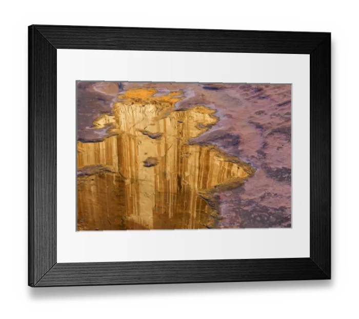 Framed Print : USA, Utah, Glen Canyon National Recreation Area. Pool of water reflects sunlit cliff