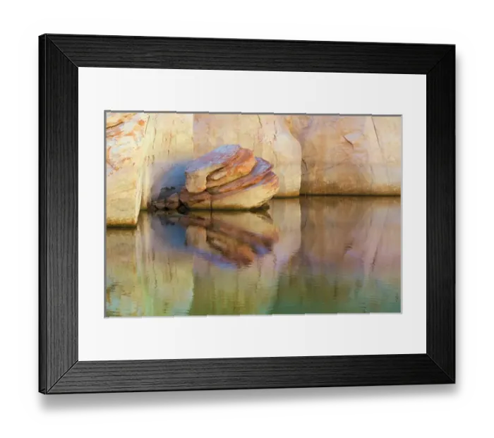 Framed Print : USA, Utah, Glen Canyon National Recreation Area. Abstract reflection of stained sandstone wall Framed Print : USA, Utah, Glen Canyon National Recreation Area. Abstract reflection of stained sandstone wall