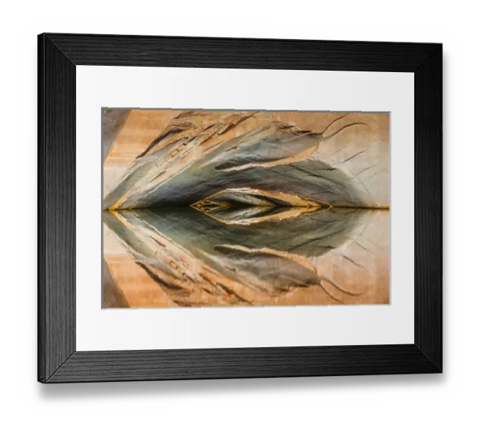 Framed Print : USA, Utah, Glen Canyon National Recreation Area. Abstract reflection of stained sandstone wall