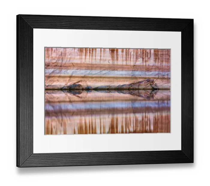 Framed Print : USA, Utah, Glen Canyon National Recreation Area. Abstract reflection of stained sandstone wall