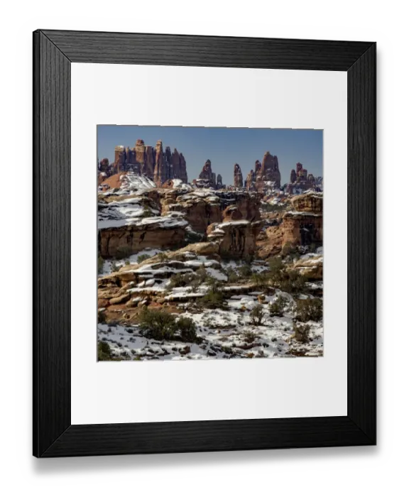Framed Print : North America, USA, Utah. Snow covering formations in the Needles District of Canyonlands Framed Print : North America, USA, Utah. Snow covering formations in the Needles District of Canyonlands
