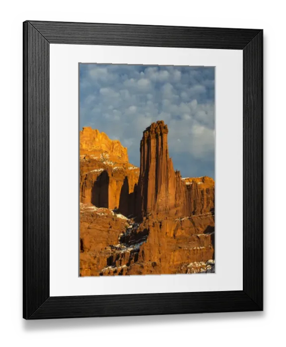 Framed Print : North America, USA, Utah. Fisher Towers with clouds and snow at sunset, near Castle Valley Framed Print : North America, USA, Utah. Fisher Towers with clouds and snow at sunset, near Castle Valley