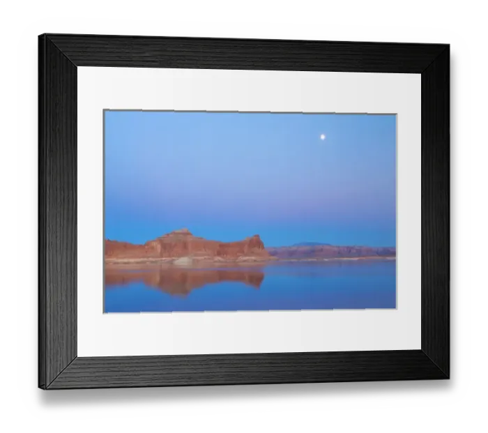 Framed Print : USA, Utah, Glen Canyon National Recreation Area. Moon over Lake Powell. Credit as Framed Print : USA, Utah, Glen Canyon National Recreation Area. Moon over Lake Powell. Credit as