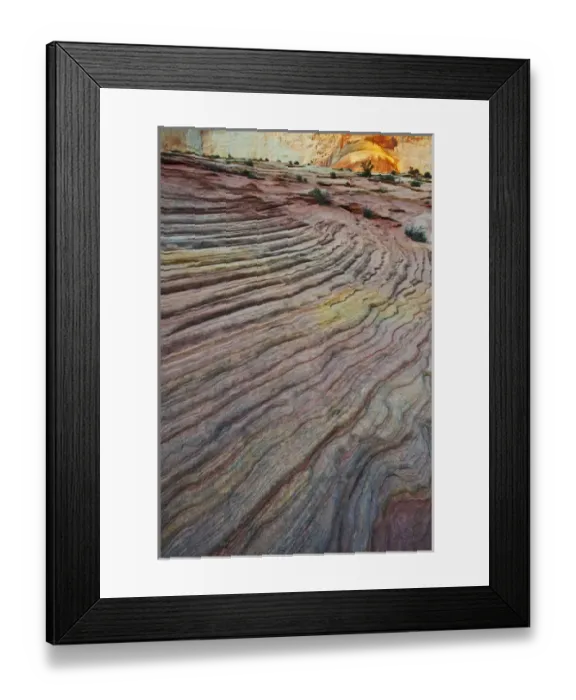 Framed Print : USA, Utah, Zion National Park. Slick rock and red rock in late light