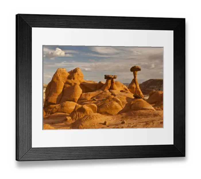 Framed Print : USA, Utah, Grand Staircase Escalante National Monument. View of eroded rock toadstools