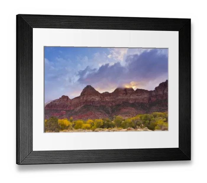 Framed Print : USA, Utah, Zion National Park. Overview of trees and cliff Framed Print : USA, Utah, Zion National Park. Overview of trees and cliff