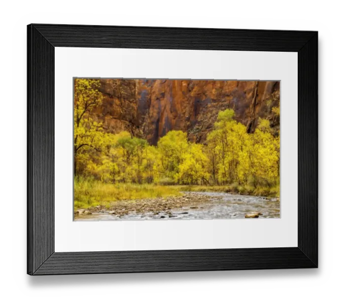 Framed Print : USA, Utah, Zion National Park. Stream in autumn landscape Framed Print : USA, Utah, Zion National Park. Stream in autumn landscape