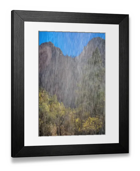 Framed Print : USA, Utah, Zion National Park. Waterfall scenic