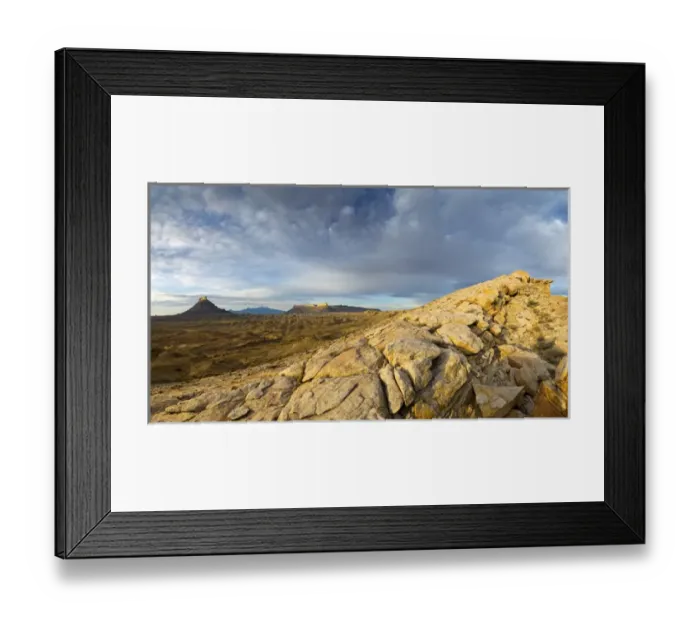 Framed Print : Panoramic of Factory Butte, The Henry Mountains and North Cainevile Mesa from Framed Print : Panoramic of Factory Butte, The Henry Mountains and North Cainevile Mesa from