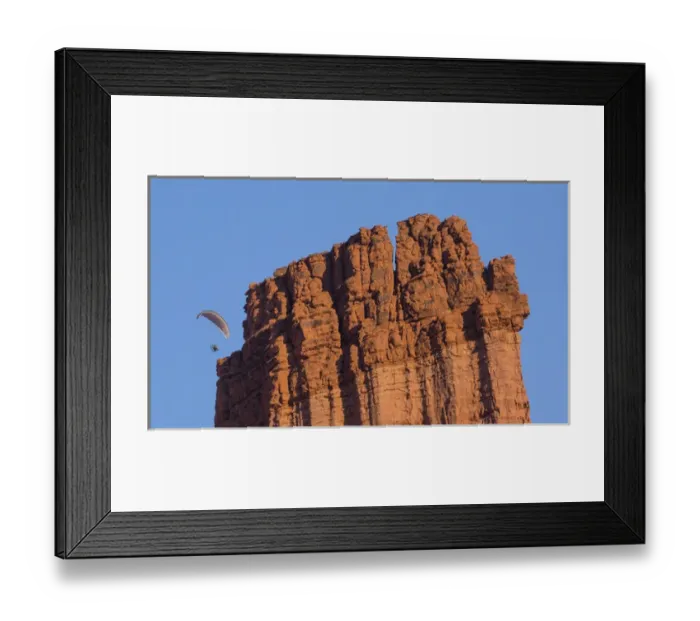 Framed Print : Powered Paragliders above and around Fisher Towers, Utah in evening light Framed Print : Powered Paragliders above and around Fisher Towers, Utah in evening light