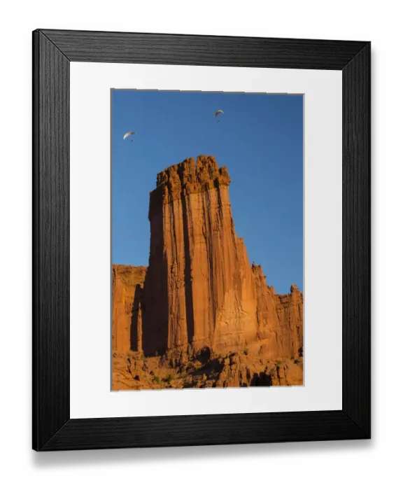 Framed Print : Powered Paragliders above and around Fisher Towers, Utah in evening light Framed Print : Powered Paragliders above and around Fisher Towers, Utah in evening light