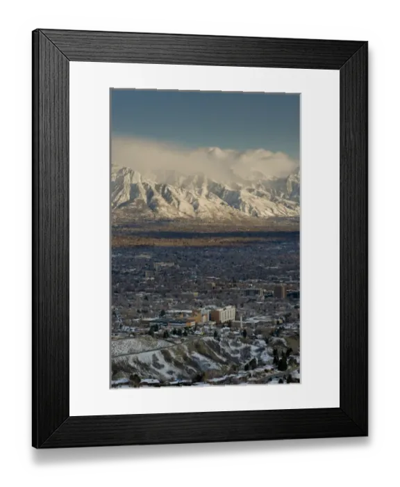 Framed Print : Clean Air from Ensign Peak area looking east toward University of Utah and LDS hospital
