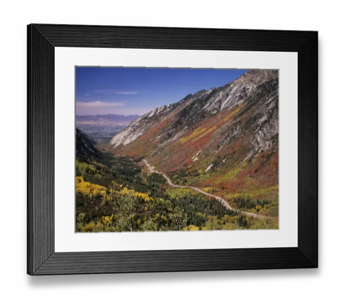 Framed Print : Little Cottonwood Highway (S. R. 210), State Designated Scenic Byway, Fall Foliage