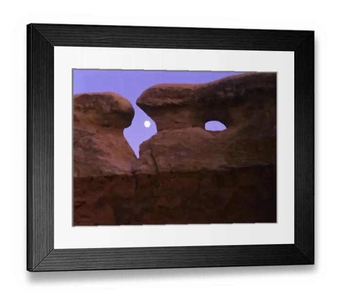Framed Print : The moon rises between spectacular hoodoos in Devils Garden, Grand Staircase Framed Print : The moon rises between spectacular hoodoos in Devils Garden, Grand Staircase