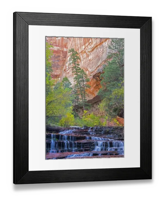 Framed Print : Utah, Zion National Park, water cascading through Left Fork of North Creek Framed Print : Utah, Zion National Park, water cascading through Left Fork of North Creek