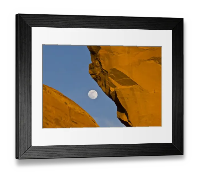 Framed Print : North America, USA, Utah. Looking through Skyline arch at full moon, Arches National Park Framed Print : North America, USA, Utah. Looking through Skyline arch at full moon, Arches National Park