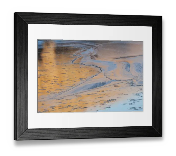 Framed Print : North America, USA, Utah. Ice patterns, canyon wall reflections on the Colorado River