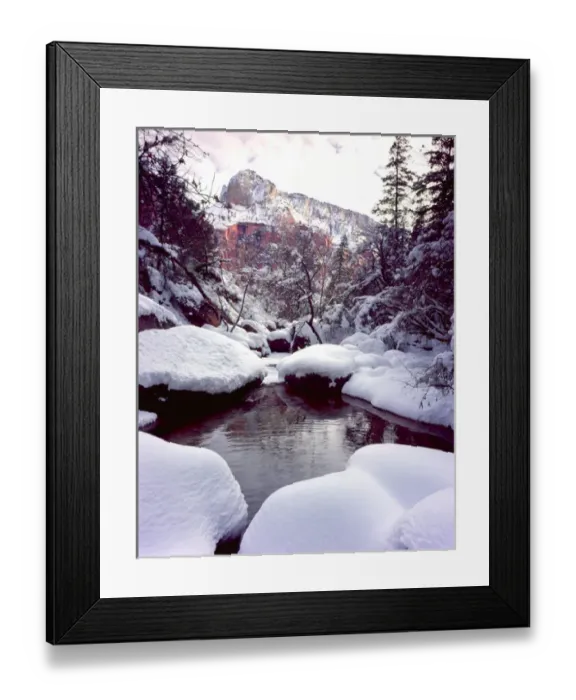 Framed Print : Zion National Park, Utah. USA. Deep snow at Middle Emerald Pools. Zion Canyon Framed Print : Zion National Park, Utah. USA. Deep snow at Middle Emerald Pools. Zion Canyon