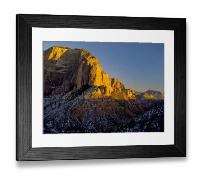 Framed Print : Zion National Park, Utah. USA. Timber Top Mountain at sunset in winter. Kolob Canyons Framed Print : Zion National Park, Utah. USA. Timber Top Mountain at sunset in winter. Kolob Canyons