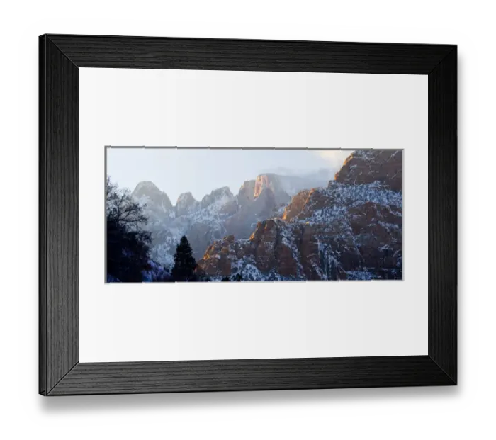 Framed Print : Zion National Park, Utah. USA. Mist blows around Towers of the Virgin after heavy Framed Print : Zion National Park, Utah. USA. Mist blows around Towers of the Virgin after heavy