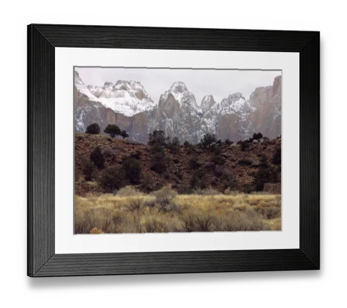 Framed Print : Zion National Park, Utah. USA. Towers of the Virgin in winter. Zion Canyon Framed Print : Zion National Park, Utah. USA. Towers of the Virgin in winter. Zion Canyon