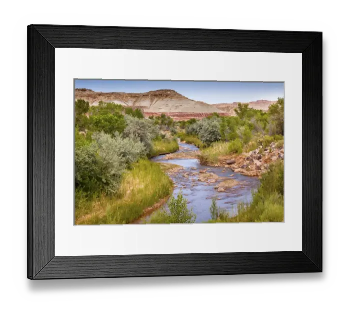 Framed Print : Red White Sandstone Mountain Fremont River Capitol Reef National Park Torrey Utah Framed Print : Red White Sandstone Mountain Fremont River Capitol Reef National Park Torrey Utah