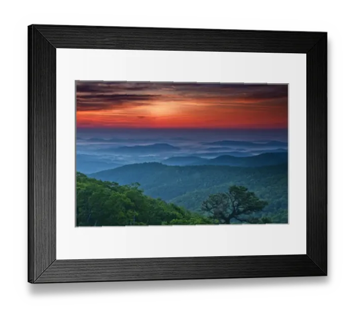 Framed Print : USA, Virginia, Franklin Cliff Overlook. Sunset on forested mountains Credit as Framed Print : USA, Virginia, Franklin Cliff Overlook. Sunset on forested mountains Credit as
