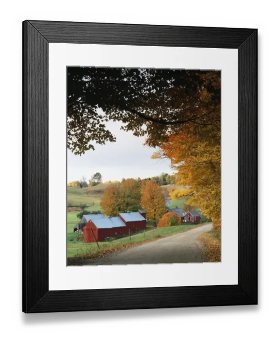 Framed Print : USA, Vermont, Reading, View of Jenne farm in autumn Framed Print : USA, Vermont, Reading, View of Jenne farm in autumn