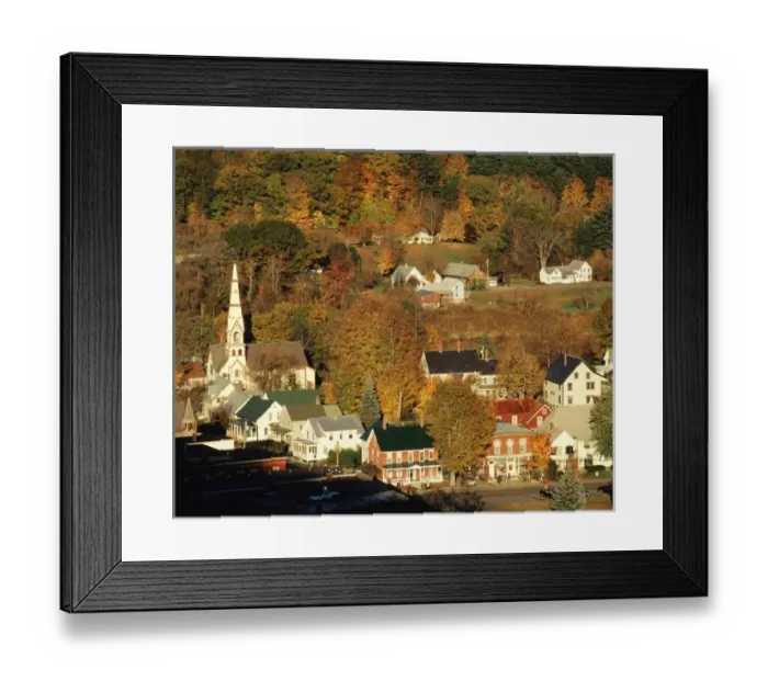 Framed Print : USA, Vermont, South Royalties, View of town