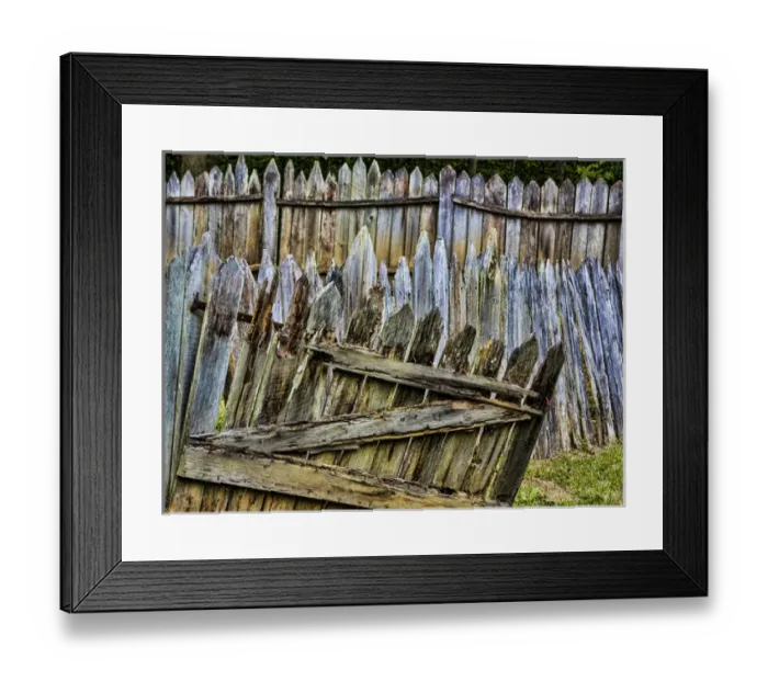 Framed Print : USA, Virginia, Roanoke, Explore Park. Sagging fence and gate Framed Print : USA, Virginia, Roanoke, Explore Park. Sagging fence and gate