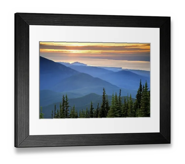 Framed Print : USA, Washington, Olympic National Park. Sunset view from Deer Park looking north Framed Print : USA, Washington, Olympic National Park. Sunset view from Deer Park looking north