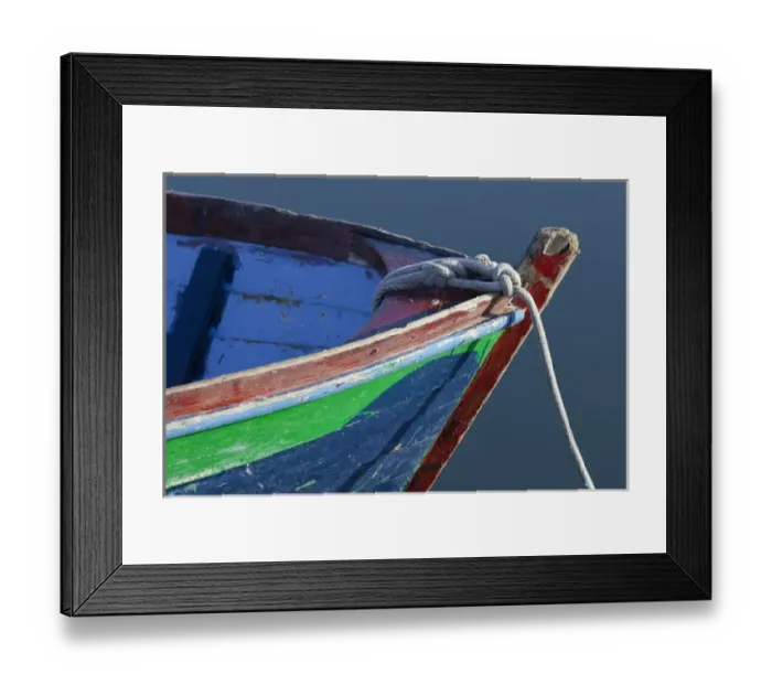 Framed Print : USA, Washington, Orcas Island. Bow detail of wooden boat in Deer Harbor. Credit as