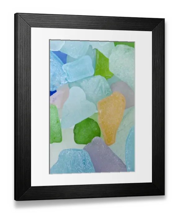 Framed Print : USA, Washington. Close-up of colorful beach glass