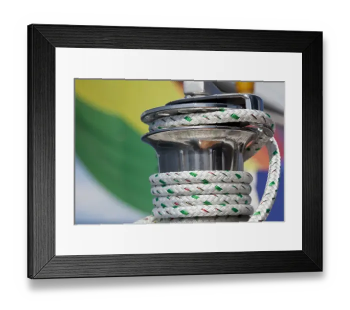 Framed Print : USA, Washington, San Juan Islands. Close-up of sailboat winch with coiled rope. Credit as Framed Print : USA, Washington, San Juan Islands. Close-up of sailboat winch with coiled rope. Credit as