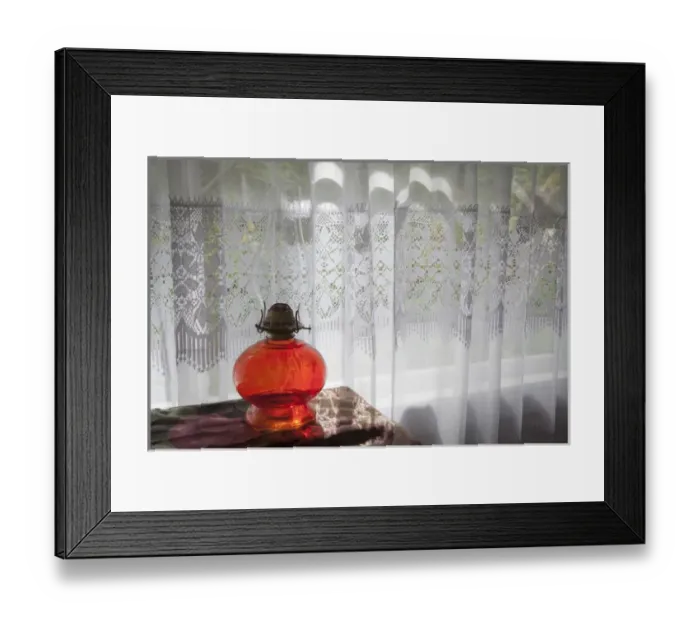 Framed Print : USA, Washington, San Juan Islands. Oil lamp and curtained window in Old School house Framed Print : USA, Washington, San Juan Islands. Oil lamp and curtained window in Old School house