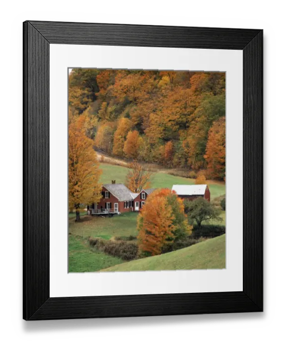 Framed Print : USA, Vermont, Reading, View of Jenne farm in autumn Framed Print : USA, Vermont, Reading, View of Jenne farm in autumn